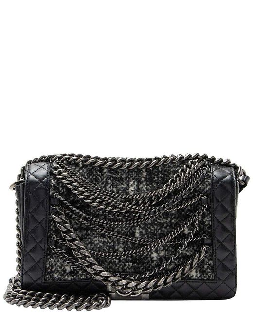 Chanel Black Tweed & Calfskin Paris Dallas Enchained Old Medium Boy Bag (authentic Pre-loved)