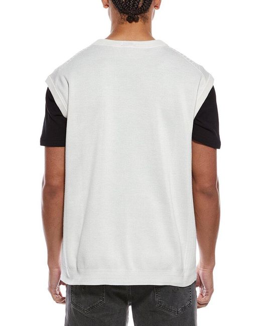 Boss White Wool-Blend Tennis Lifestyle Sweater Vest for men