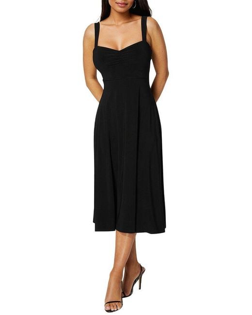 Bebe Black Sweetheart Fit & Flare Midi Dress
