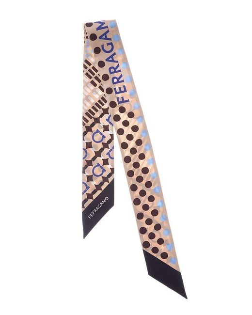Ferragamo Multicolor Logo Printed Silk Scarf
