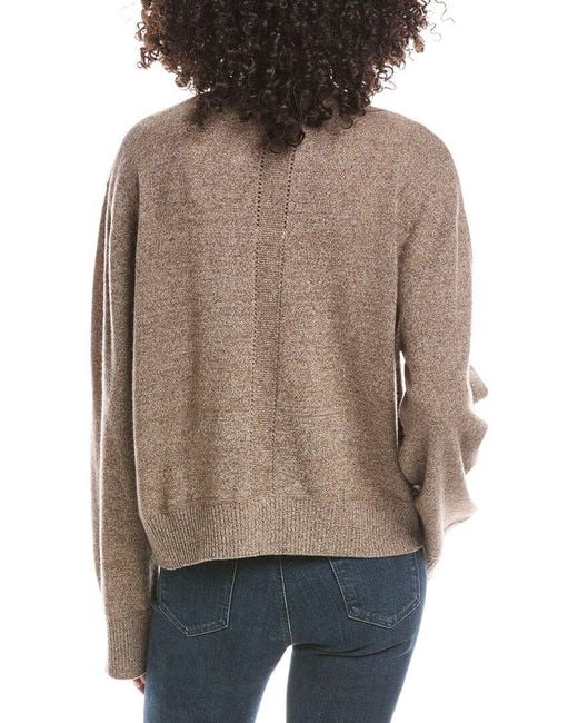 Brodie Cashmere Brown Luxe High V-Neck Cashmere Sweater Cashmere Cardigan