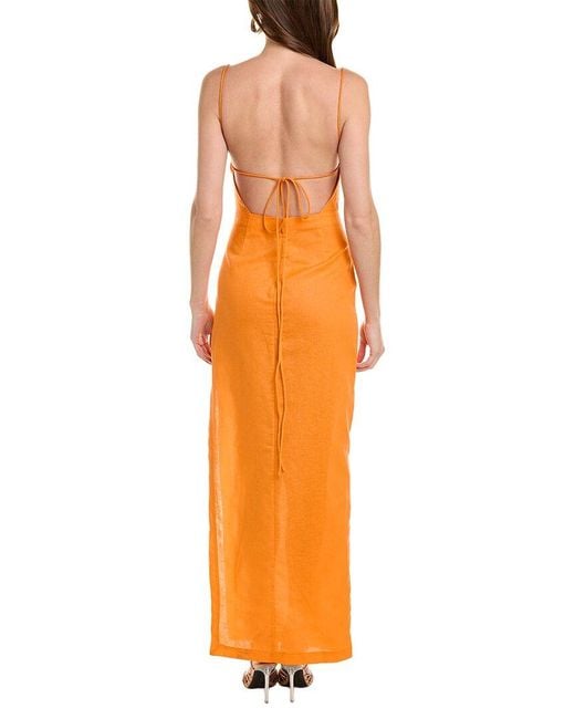 Ronny Kobo Orange Clark Linen-blend Maxi Dress
