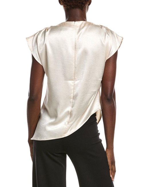 Gracia White Asymmetrical Side Pleats Top