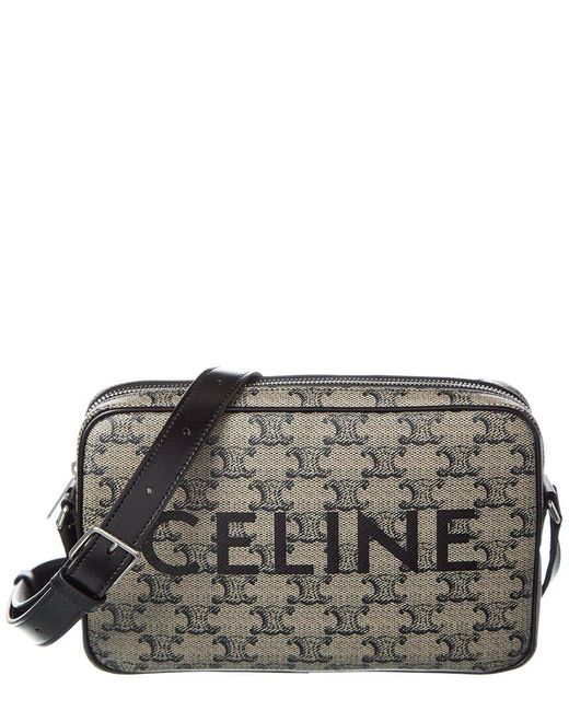 Céline Gray Medium Triomphe Canvas & Leather Camera Bag