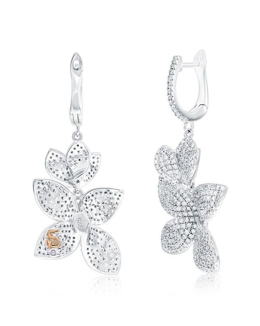 Suzy Levian CZ Jewelry White Suzy Levian Cz Dangle Drop Earrings