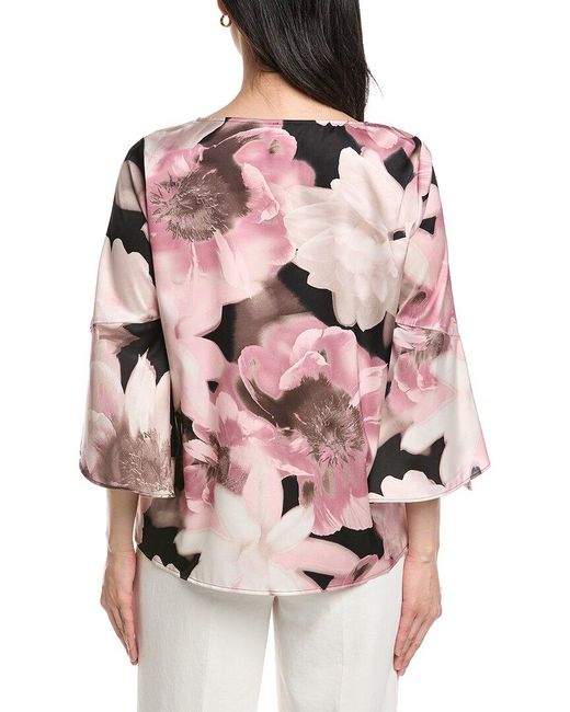 Anne Klein Pink Flare Cuff Blouse
