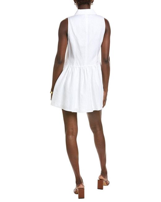 Kenneth Cole White Sleeveless Linen Shirtdress