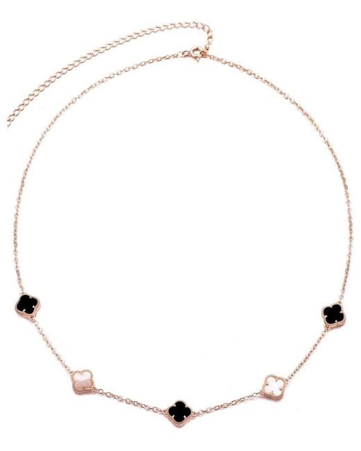Adornia White 14K Rose Plated Mother Of Pearl & Pearl Mixed & Clover Station Necklace