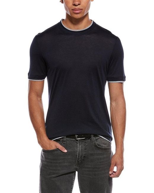 Brunello Cucinelli Black Silk-Blend T-Shirt for men