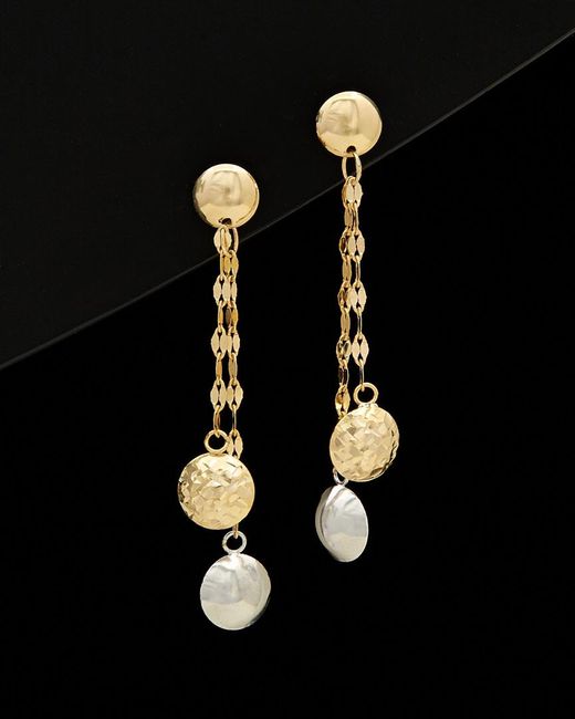 Italian Gold Black 14K Two-Tone Drop Earrings