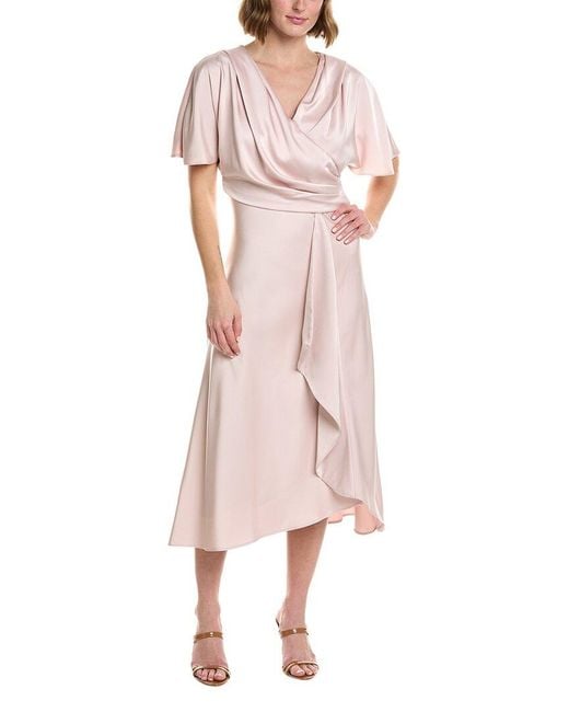 Taylor Pink Pleated Midi Dress