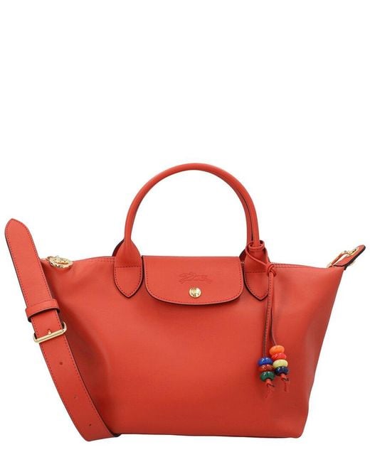 Longchamp Red Le Pliage Xtra Top Handle Leather Bag