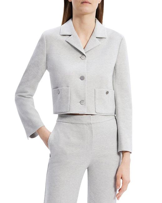 Theory Gray Boxy Crop Patch Jacket