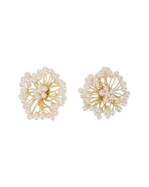 Saachi White Pearl Webbed Earrings