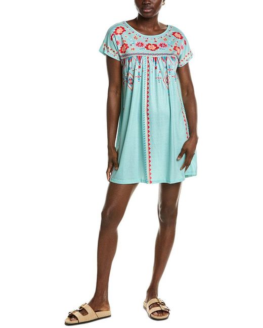 IPPONELLI Blue Shirred T-Shirt Dress