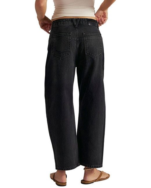 Free People Black Deep Trance Dropped Barrel Jean