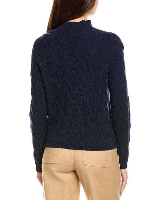 Kier + J Blue Kier + J Mock Neck Cable Wool & Cashmere-Blend Sweater