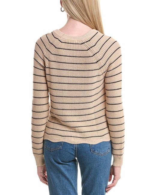 Autumn Cashmere Blue Cotton By Striped Shaker Rib Sweater