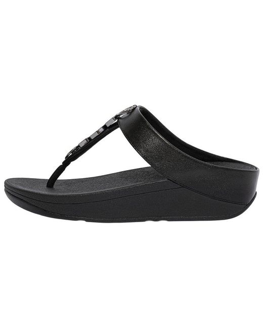 Fitflop Black Jewelstone Leather Sandal