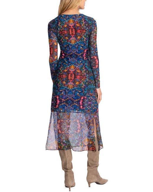 Johnny Was Blue Tulus Silk-Blend Dress