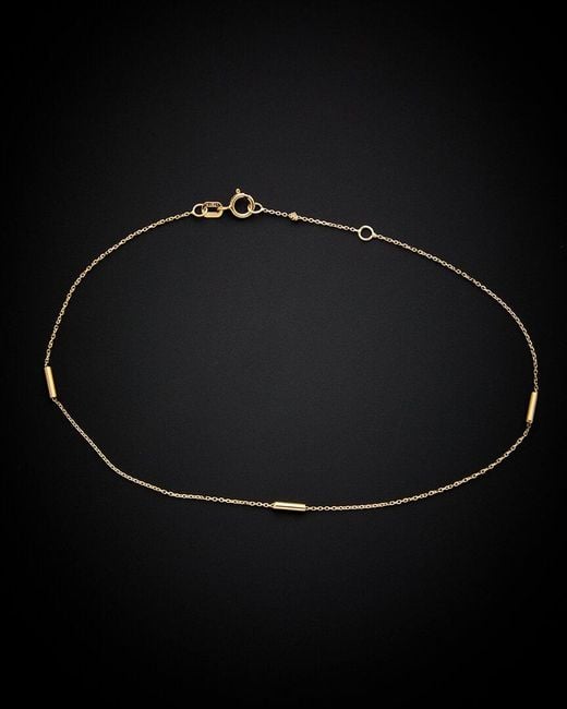 Italian Gold Black 14k Tube Station Ankle Bracelet