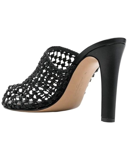 Ferragamo Black Ella High-Heel Leather Mule