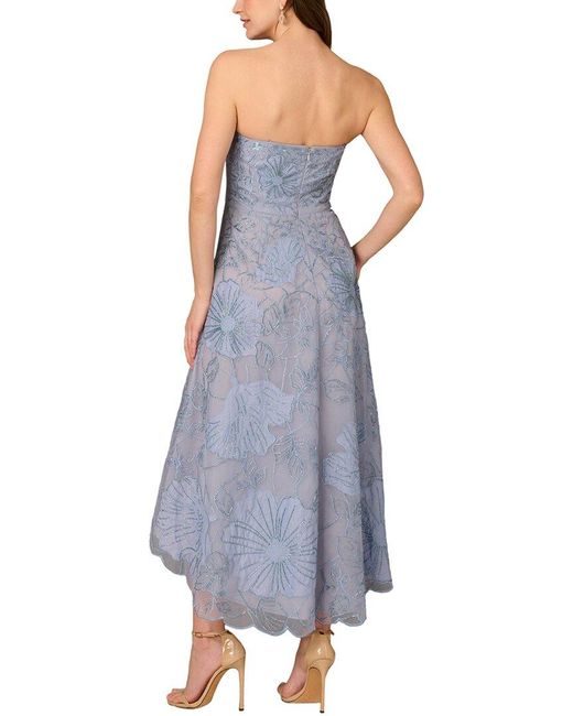 Aidan Mattox Blue Printed Maxi Dress