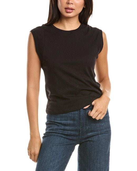 Tahari Black Extended Shoulder Crewneck Sweater