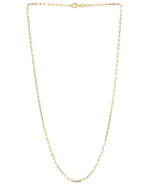 Italian Gold White 14K Plated Paperclip Chain Necklace