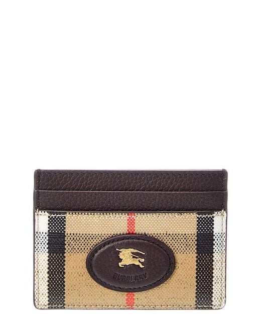 Burberry Brown Check E-Canvas & Leather Card Holder