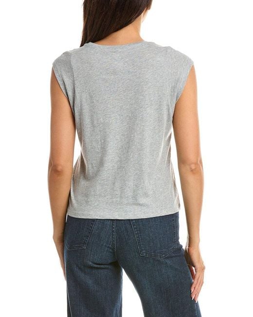 Tahari Gray Extended Shoulder Crewneck Sweater