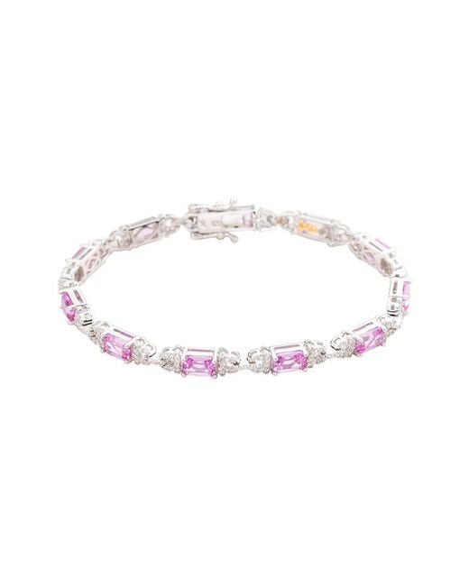 Suzy Levian Multicolor Silver 0.02 Ct. Tw. Diamond & Gemstone Bracelet
