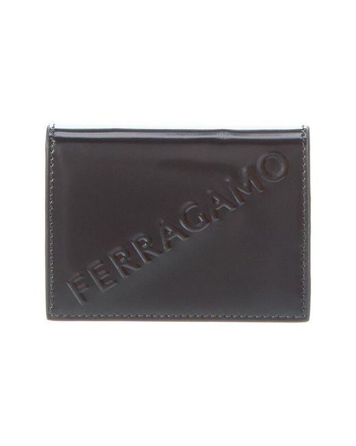 Ferragamo Black Logo Leather Card Case for men