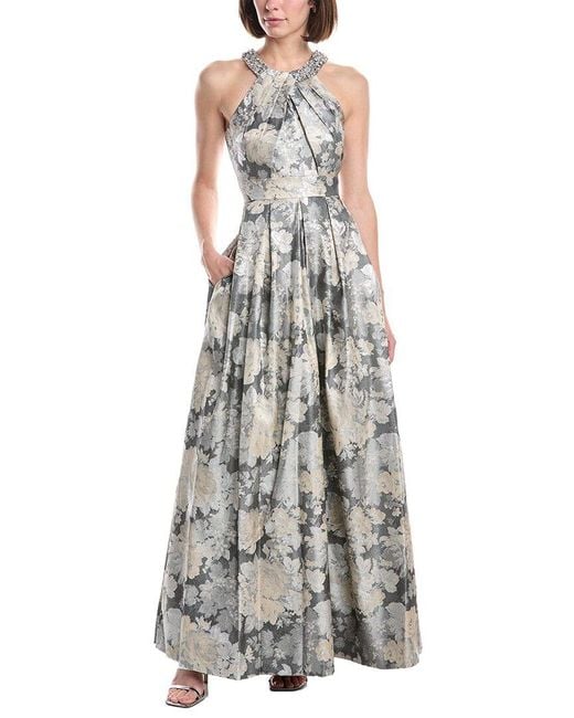 Eliza J Gray Halter Beaded Neckline Ball Gown