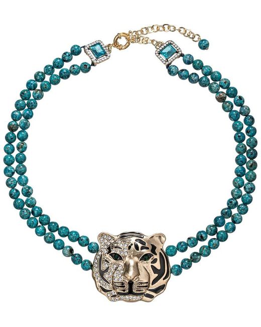 Eye Candy LA Blue Tiger Pendant Necklace