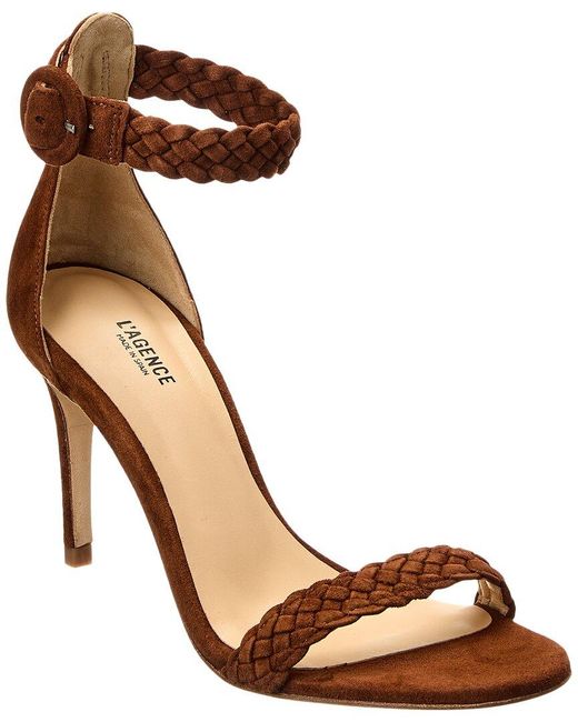 L'Agence Brown Larissa Suede & Leather Sandal