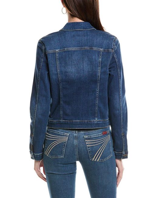 7 For All Mankind Blue Cropped Trucker Jacket