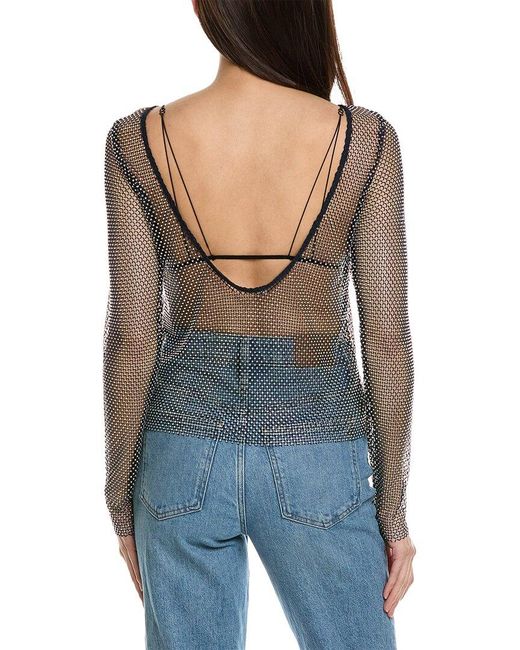 Free People Gray Low Back Fishnet Top