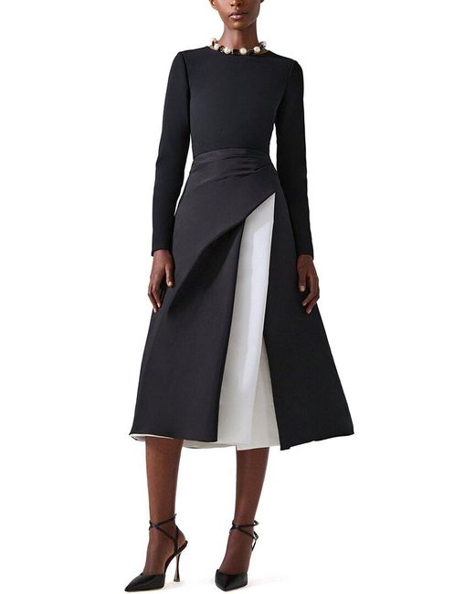 Carolina Herrera Blue Silk Crewneck Midi Dress