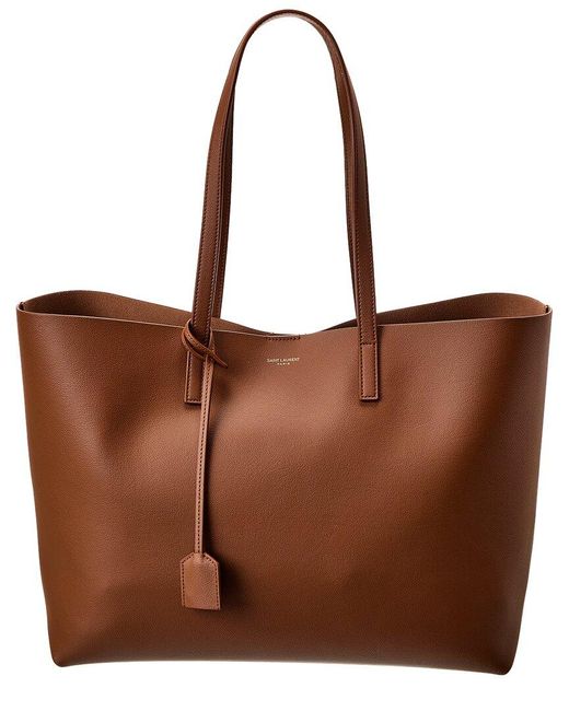 Saint Laurent Brown E/W Leather Shopper Tote