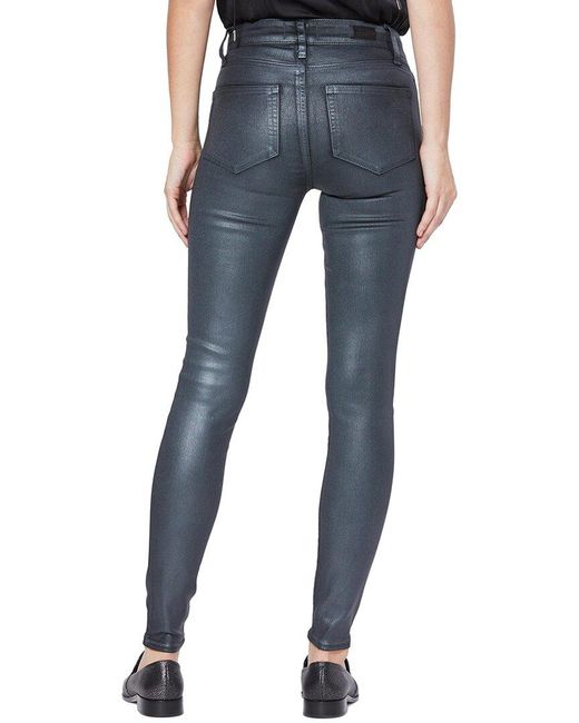 PAIGE Blue Hoxton Pearlized Stone Coating High Rise, Ultra Skinny Jean