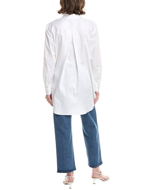 Toccin Blue Kira Poplin High- Low Fly Away Shirt
