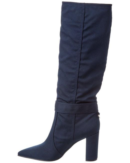 Gianvito Rossi Blue Sanders 85 Gabardine Knee-High Boot