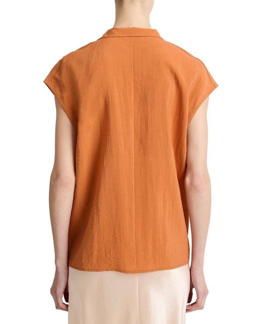 Vince Orange Cap Sleeve Blouse