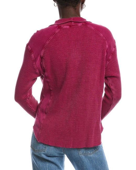 Free People Red Ashton Zip Thermal Pullover