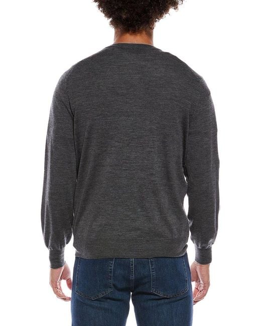 Brunello Cucinelli Gray Cashmere & Wool-Blend V-Neck Sweater for men