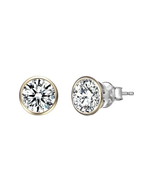 Genevive Jewelry White 18k Over Silver Cz Studs