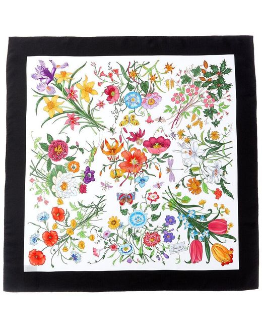 Gucci Black Printed Silk Twill Scarf