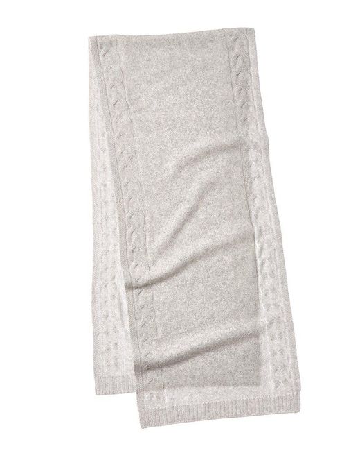 Bruno Magli Gray Cable Border Cashmere Scarf