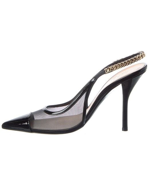 Gucci Metallic Signoria Mesh & Patent Slingback Pump